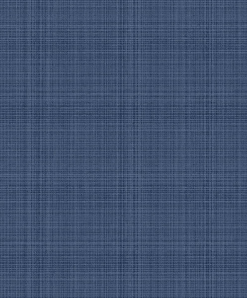 Fentucci Crosshatch Linen Wallpaper - Contemporary Faux - Metallic Storm Blue | Fentucci