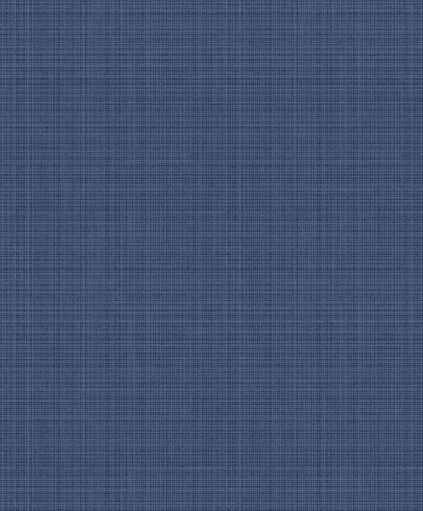 Fentucci Crosshatch Linen Wallpaper - Contemporary Faux - Metallic Storm Blue | Fentucci