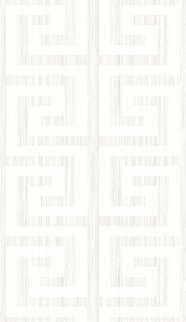 Malibu Greek Key Wallpaper - Contemporary Geometric - Metallic Pearl & Ivory | Malibu Wallpaper