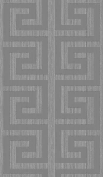 Malibu Greek Key Wallpaper - Contemporary Geometric - Metallic Silver & Earl Gray | Malibu Wallpaper