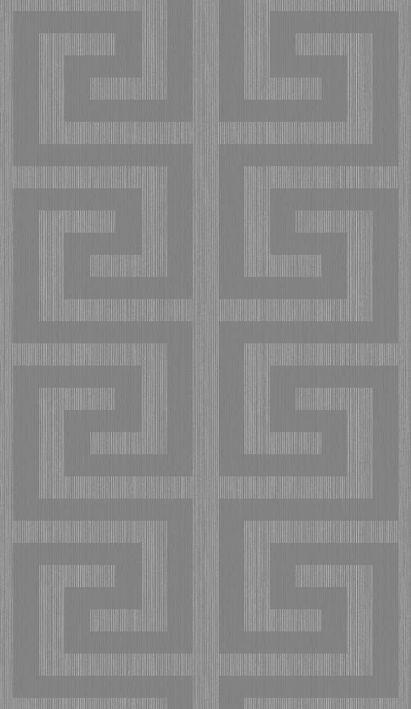 Malibu Greek Key Wallpaper - Contemporary Geometric - Metallic Silver & Earl Gray | Malibu Wallpaper