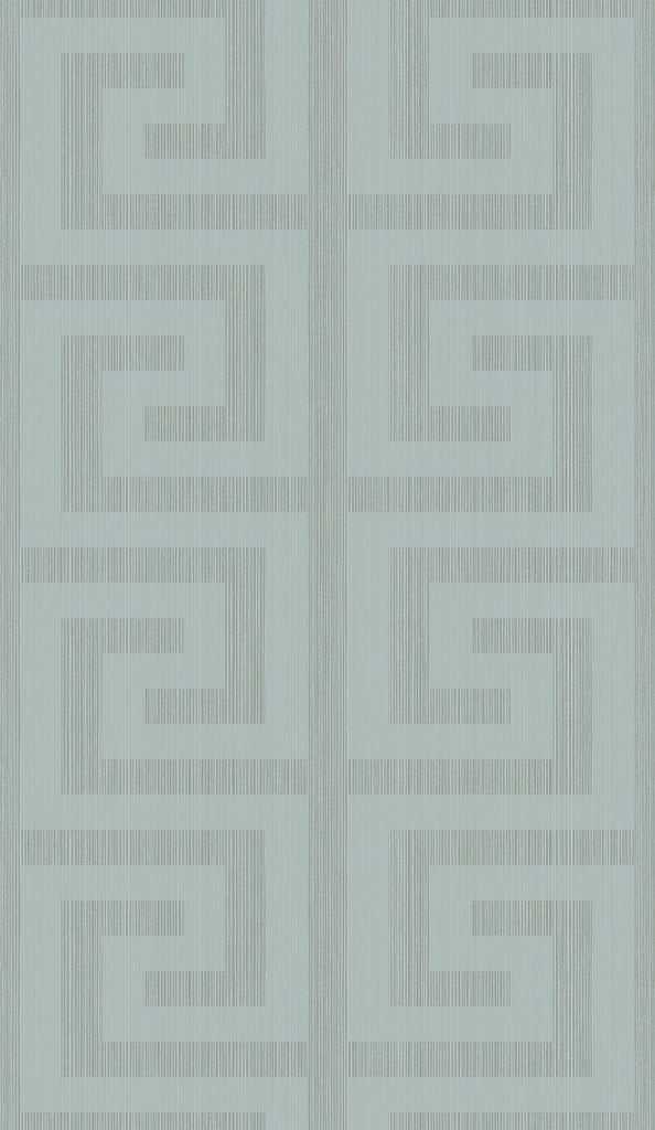 Malibu Greek Key Wallpaper - Contemporary Geometric - Metallic Sea Green | Malibu Wallpaper