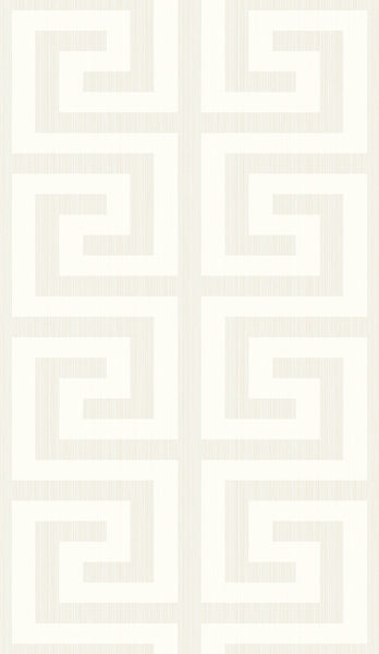 Malibu Greek Key Wallpaper - Contemporary Geometric - Metallic Pearl & Cream | Malibu Wallpaper