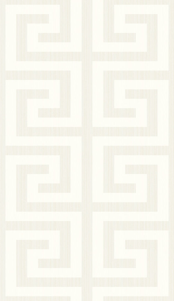 Malibu Greek Key Wallpaper - Contemporary Geometric - Metallic Pearl & Cream | Malibu Wallpaper