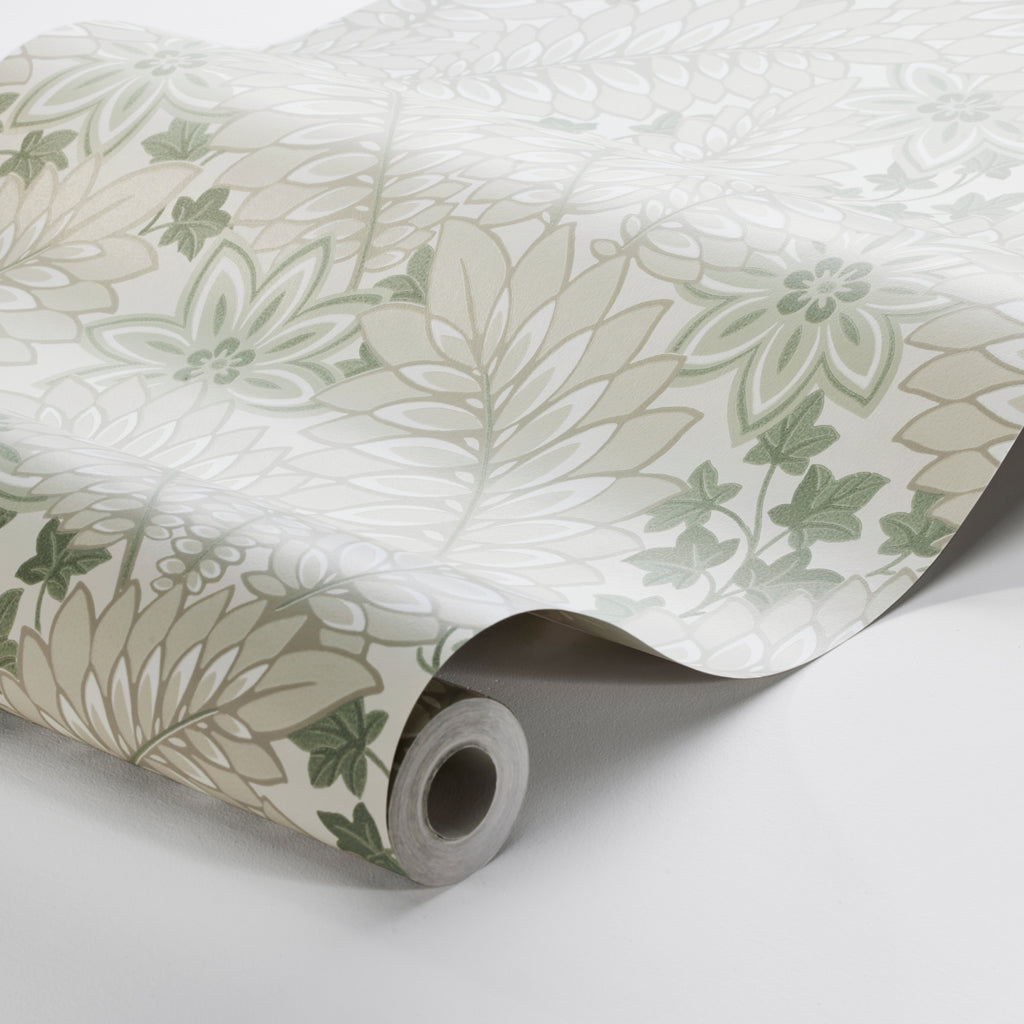 Hidden Ivy Parchment Room Setting | Schumacher Wallpaper