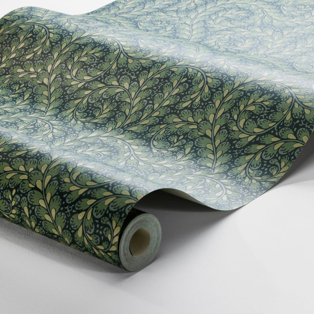 Wild Ferns Spruce Room Setting | Schumacher Wallpaper