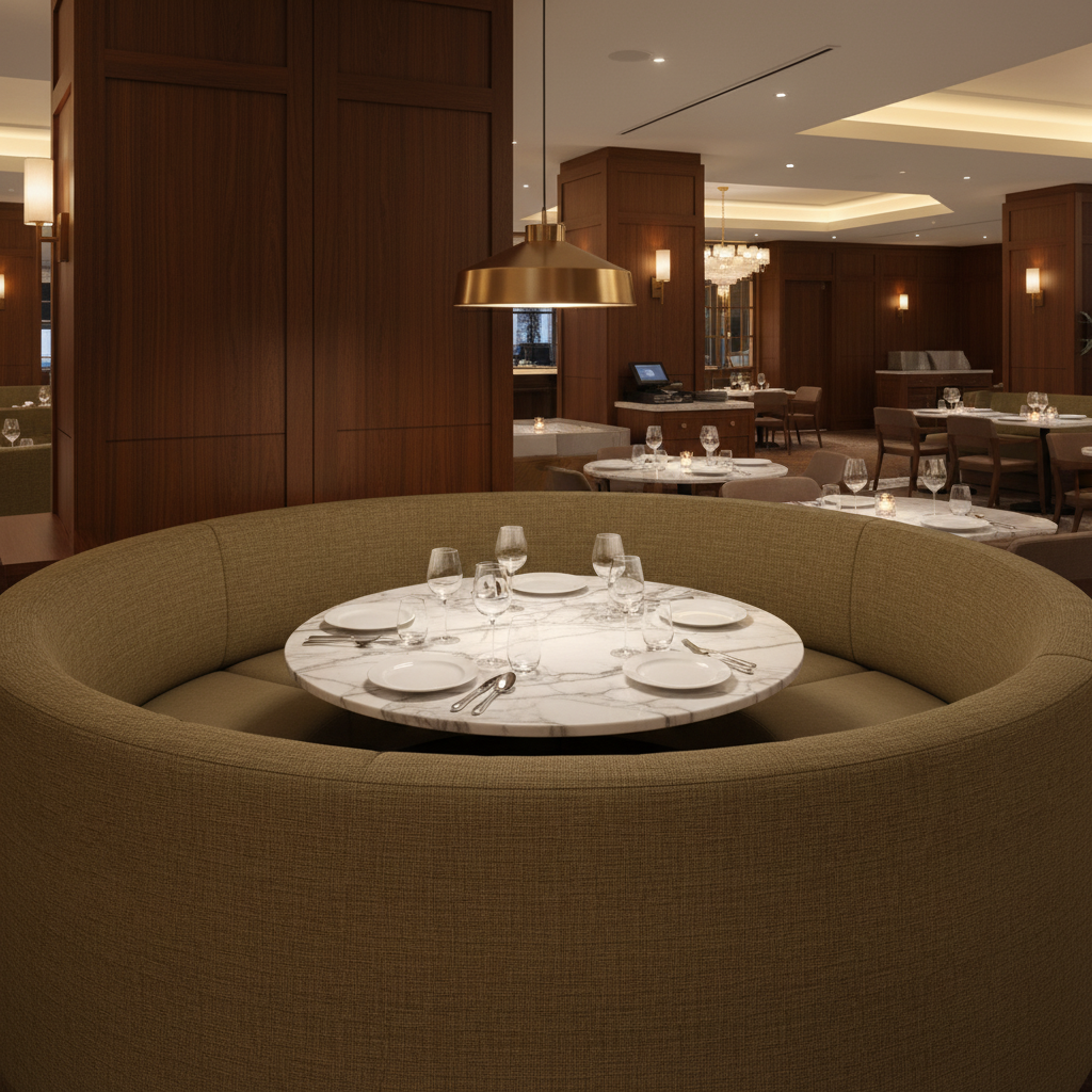 Triangle Reef - Thyme Upholstered Banquette | Architectural Fabrics