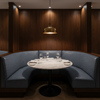 Embossed Crocodile Skin Slate Blue Upholstered Banquette | Architectural Fabrics