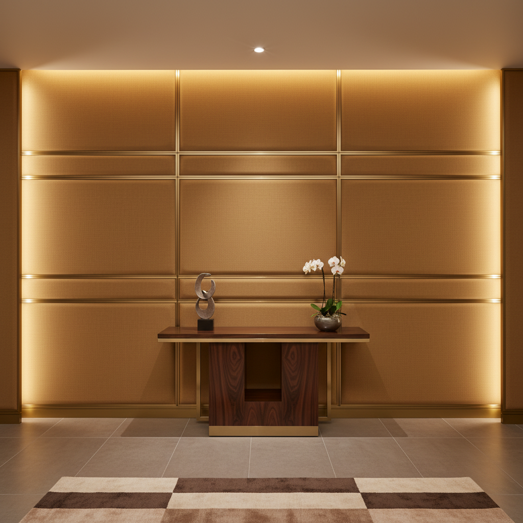 Smooth Matte Texture Golden Wheat Upholstered Wall Panel | Architectural Fabrics