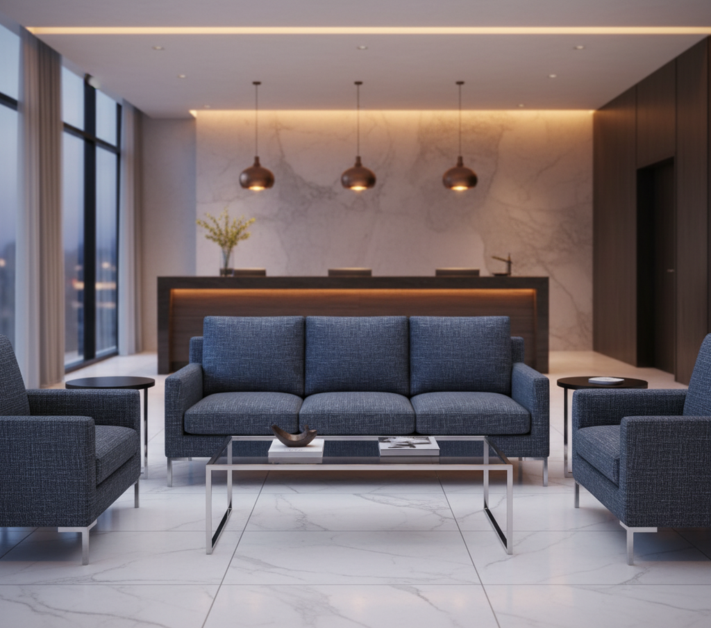 BELVEDERE - Deep Sea Texture Upholstery Upholstered Sofa | Architectural Fabrics