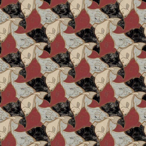Fish Nero Cream | MC Escher Wallcovering