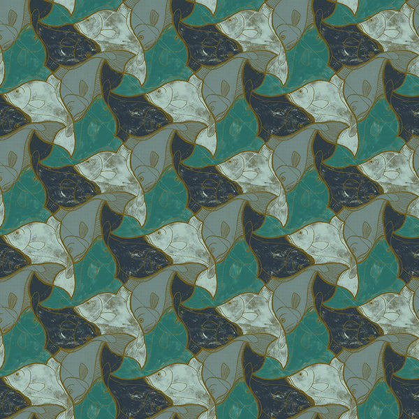 Fish Dark Green Copia | MC Escher Wallcovering