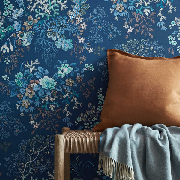 V&a Kilburn's - Coral - Ocean Blue Wallcovering | 1838 Wallcoverings