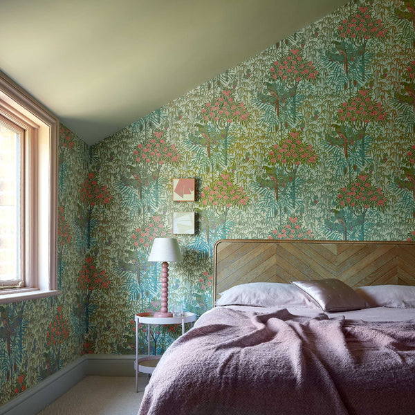 V&a Macaw - Olive - Green Wallcovering | 1838 Wallcoverings