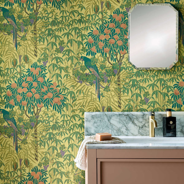 V&a Macaw - Vivid - Yellow Wallcovering | 1838 Wallcoverings