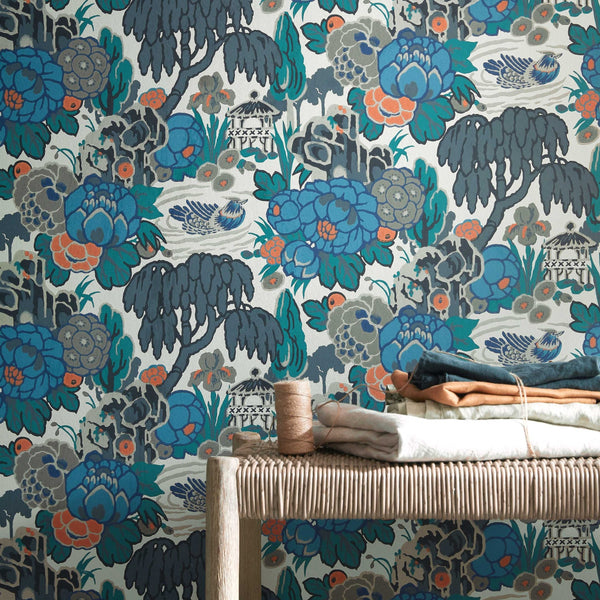 V&a Mandarin Garden - Ink Wallcovering | 1838 Wallcoverings