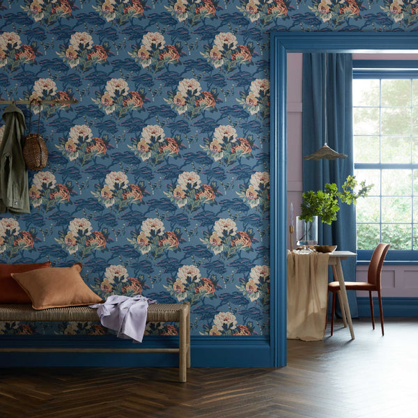 V&a Paeonia - Indigo Purple Wallcovering | 1838 Wallcoverings