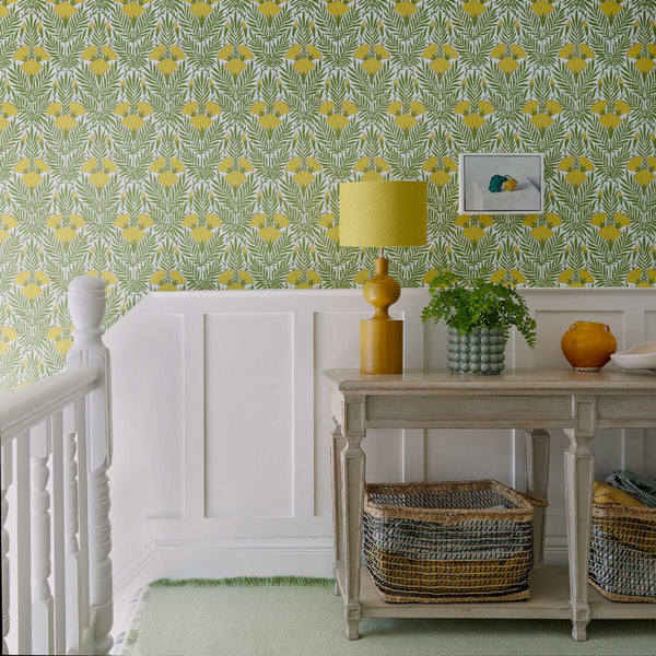 V&a Floral Fanfare - Vivid - Yellow Wallcovering | 1838 Wallcoverings