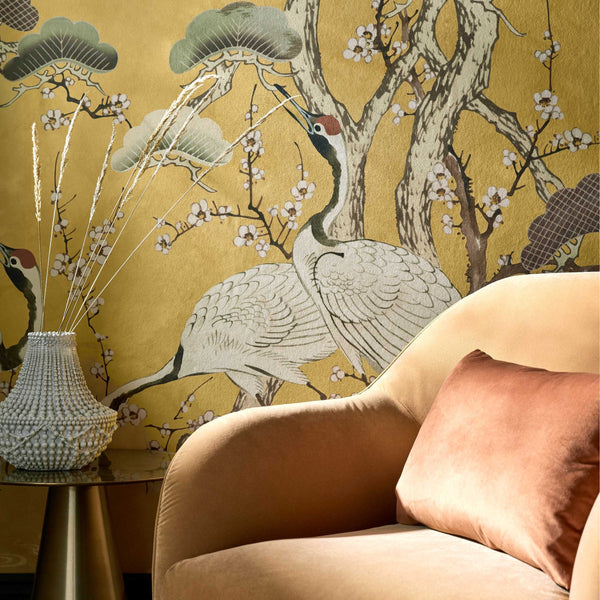 V&a Kyoto Blossom - Golden - Yellow Wall Wallcovering | 1838 Wallcoverings