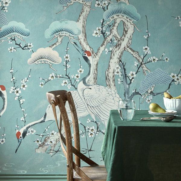 V&a Kyoto Blossom - Mist - Blue Wall Wallcovering | 1838 Wallcoverings