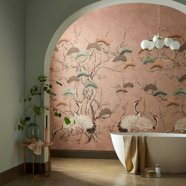 V&a Kyoto Blossom - Sandstone - Pink Wall Wallcovering | 1838 Wallcoverings