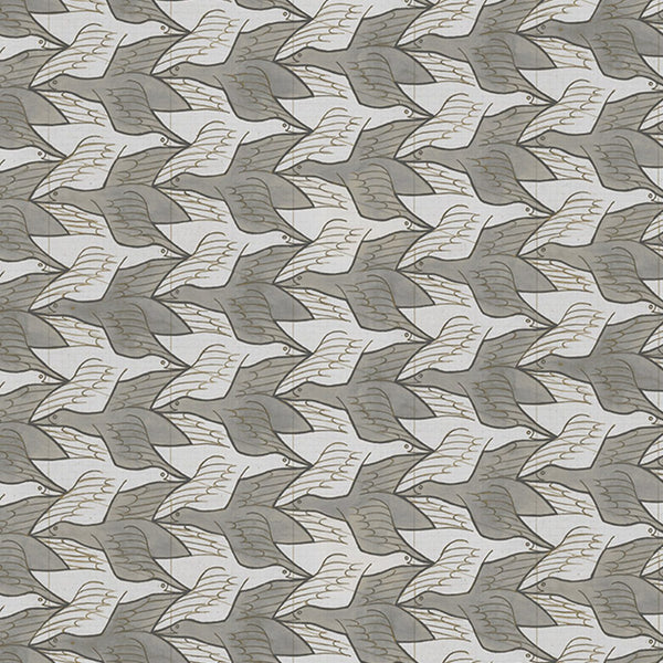 Two Birds Dark Grey | MC Escher Wallcovering