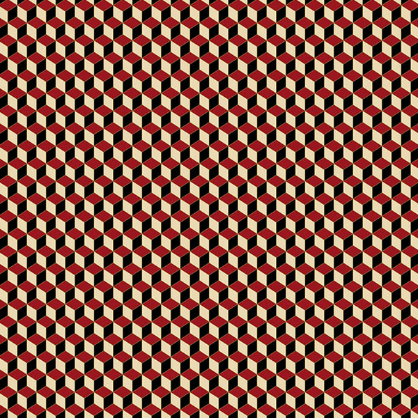 Little Cube Red Black Cream | MC Escher Wallcovering