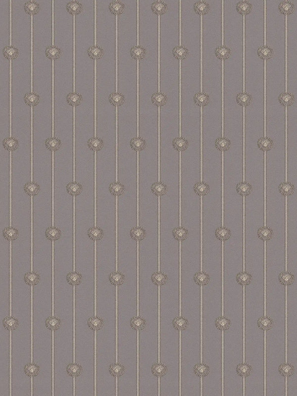 I Love Baroque Medusa Stripe Mauve Wallcovering | Versace