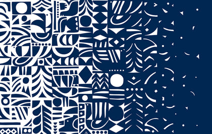 Yön Varjo Contemporary Illustration - Midnight Blue and Off-White | Architectural Wallcoverings