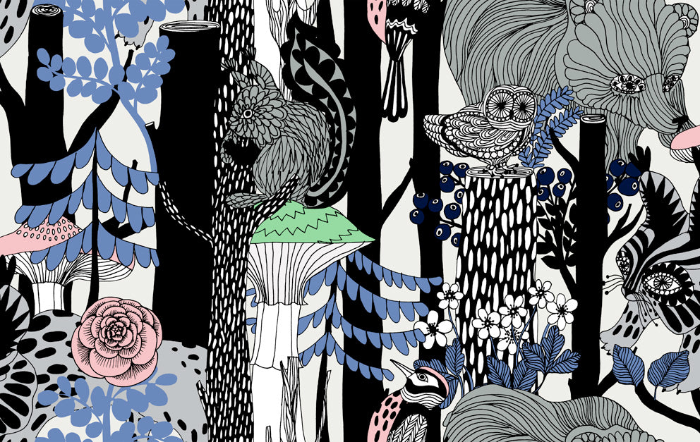 Malibu Pikkuveljekset Wallpaper - Contemporary Illustration - Ebony and Sapphire | Malibu Wallpaper