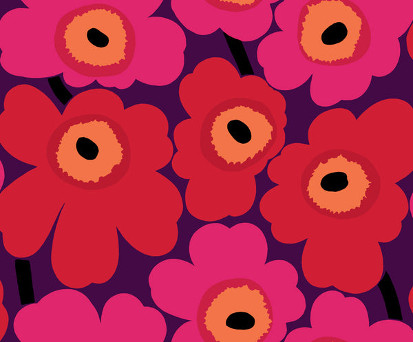 Unikko Contemporary Illustration - Fuchsia and Plum | Architectural Wallcoverings