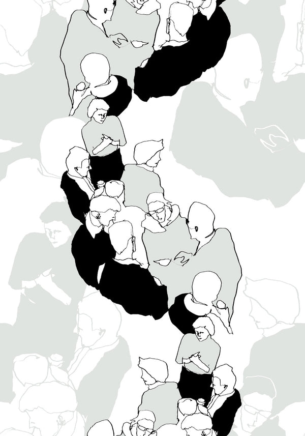 Ystävät Contemporary Illustration - Gray and Eggshell | Architectural Wallcoverings