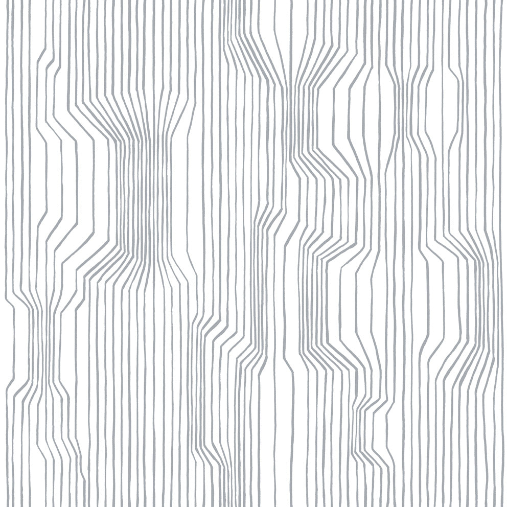 Malibu Frekvenssi Wallpaper - Contemporary Illustration - Gray and Eggshell | Malibu Wallpaper