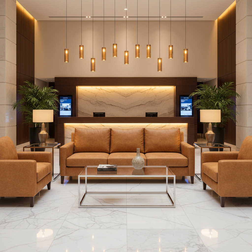 Smooth Pebble Grain Golden Caramel Upholstered Sofa | Architectural Fabrics