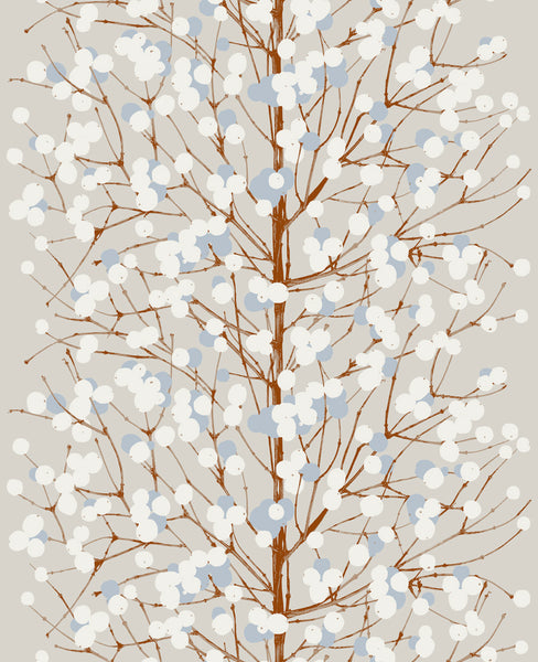 Malibu Lumimarja Wallpaper - Contemporary Illustration - Taupe and Cornflower | Malibu Wallpaper