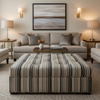 Sugar Mill Stripe - Mist Upholstered Ottoman | Architectural Fabrics