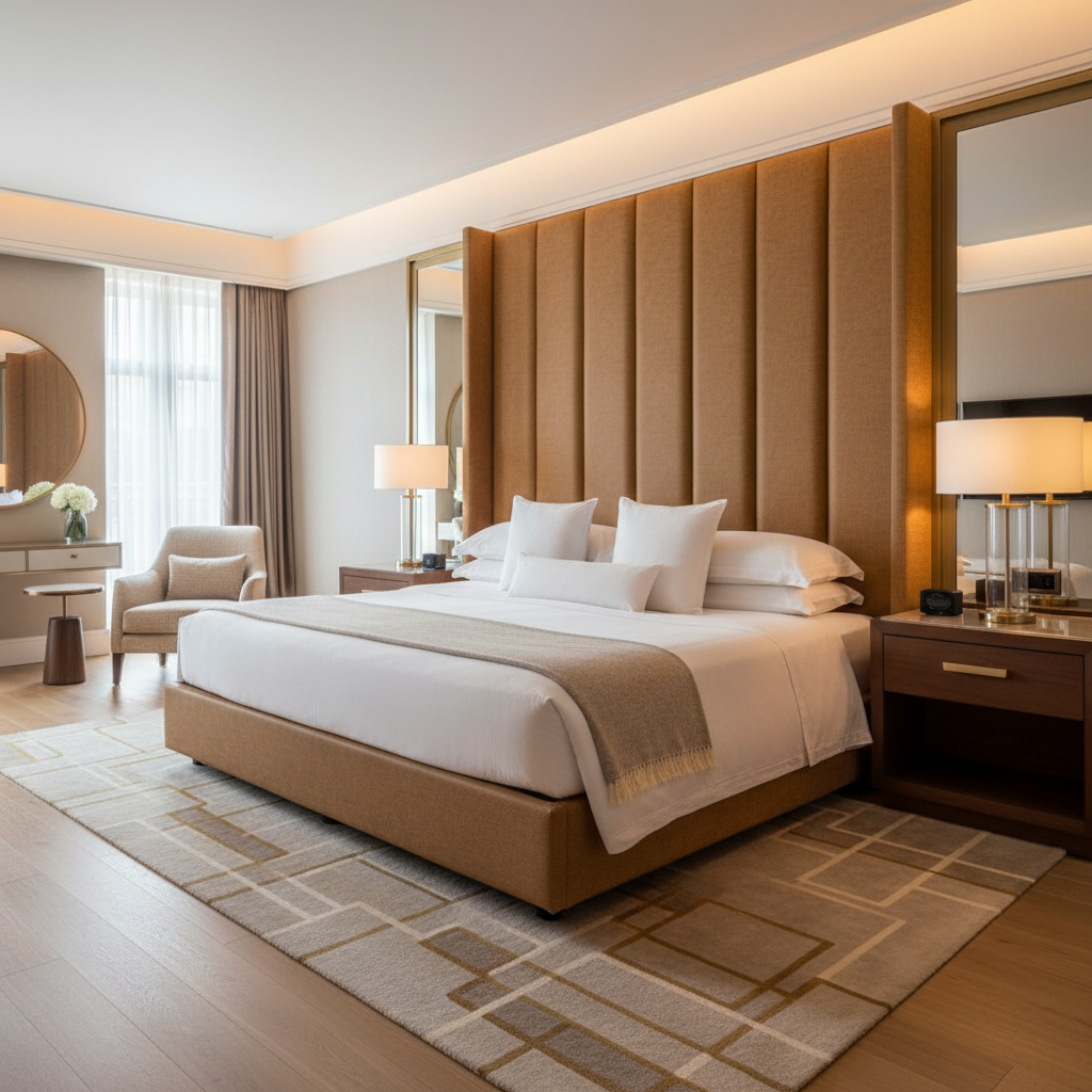 Smooth Pebble Grain Golden Caramel Upholstered Headboard | Architectural Fabrics