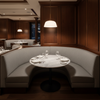 Brushed Vertical Texture Cool Gray Upholstered Banquette | Architectural Fabrics