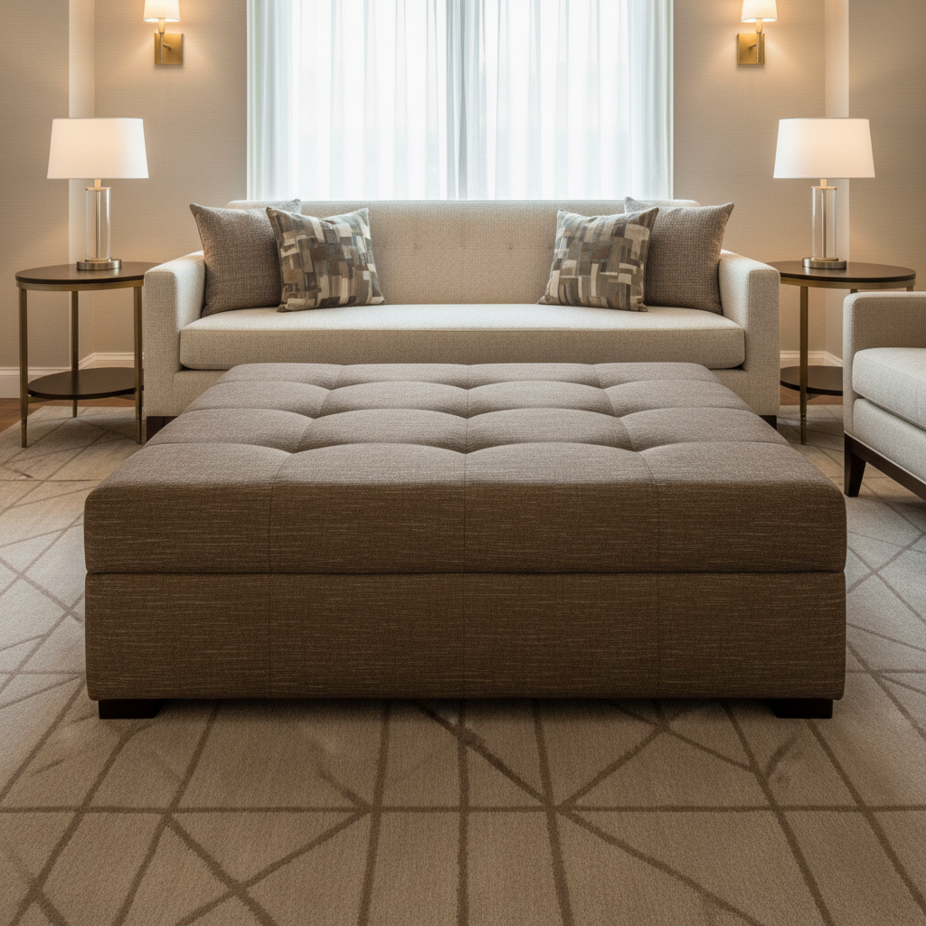 Tradewind Trace - Bark Upholstered Ottoman | Architectural Fabrics