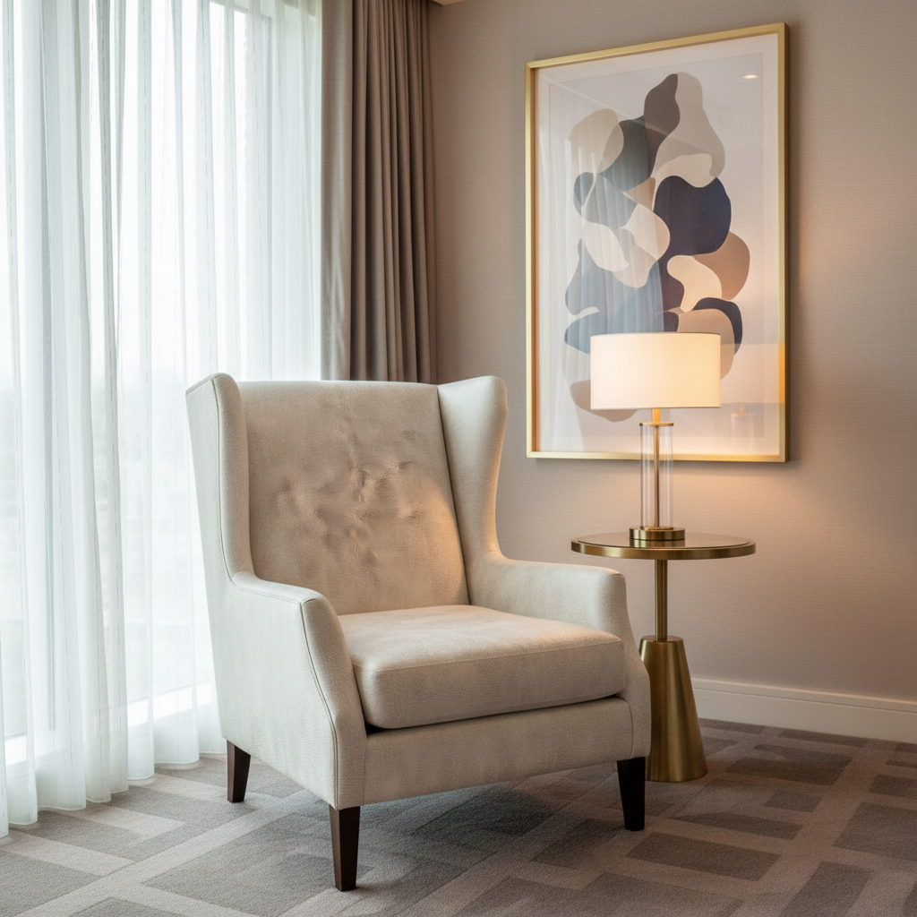 Arcadia - Oyster Shell Performance Vinyl Upholstered Chair | Architectural Fabrics
