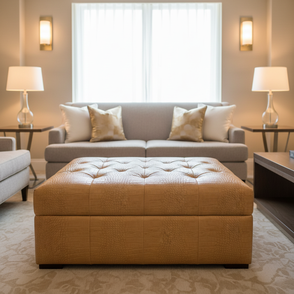 Norman Island - Caramel Upholstered Ottoman | Architectural Fabrics