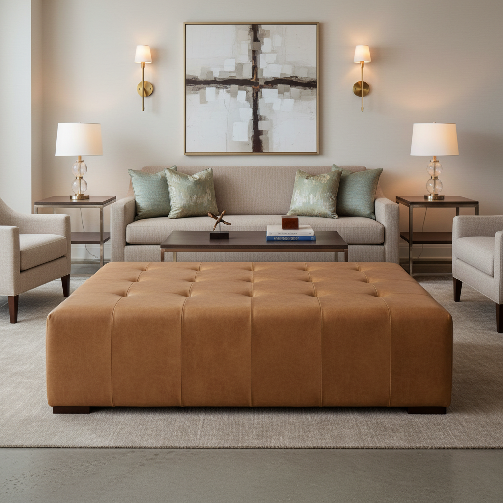 Baroque - Baroque Performance Vinyl Upholstered Ottoman | Architectural Fabrics