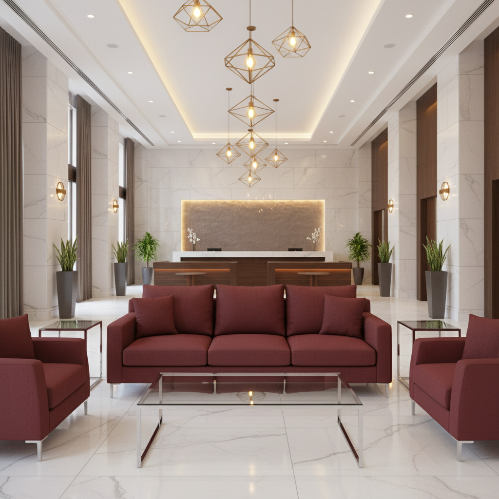 Fine Woven Texture Garnet Red Upholstered Sofa | Architectural Fabrics