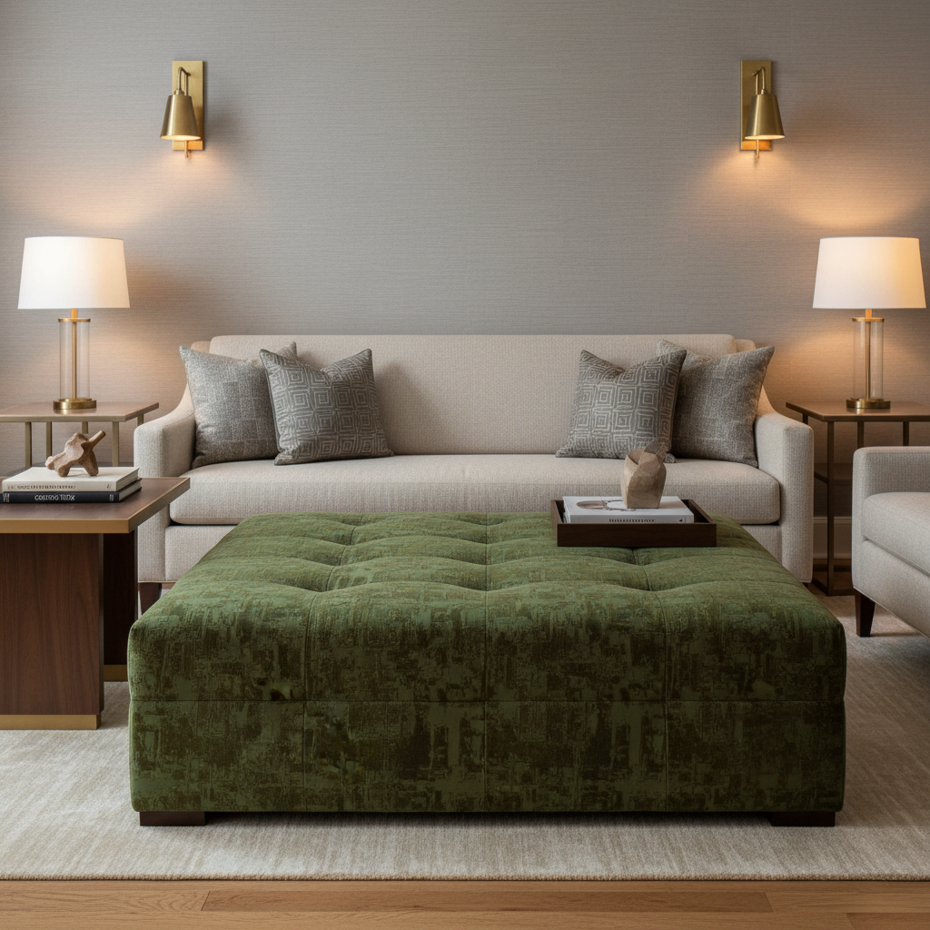 Turf Bay - Leaf Upholstered Ottoman | Architectural Fabrics