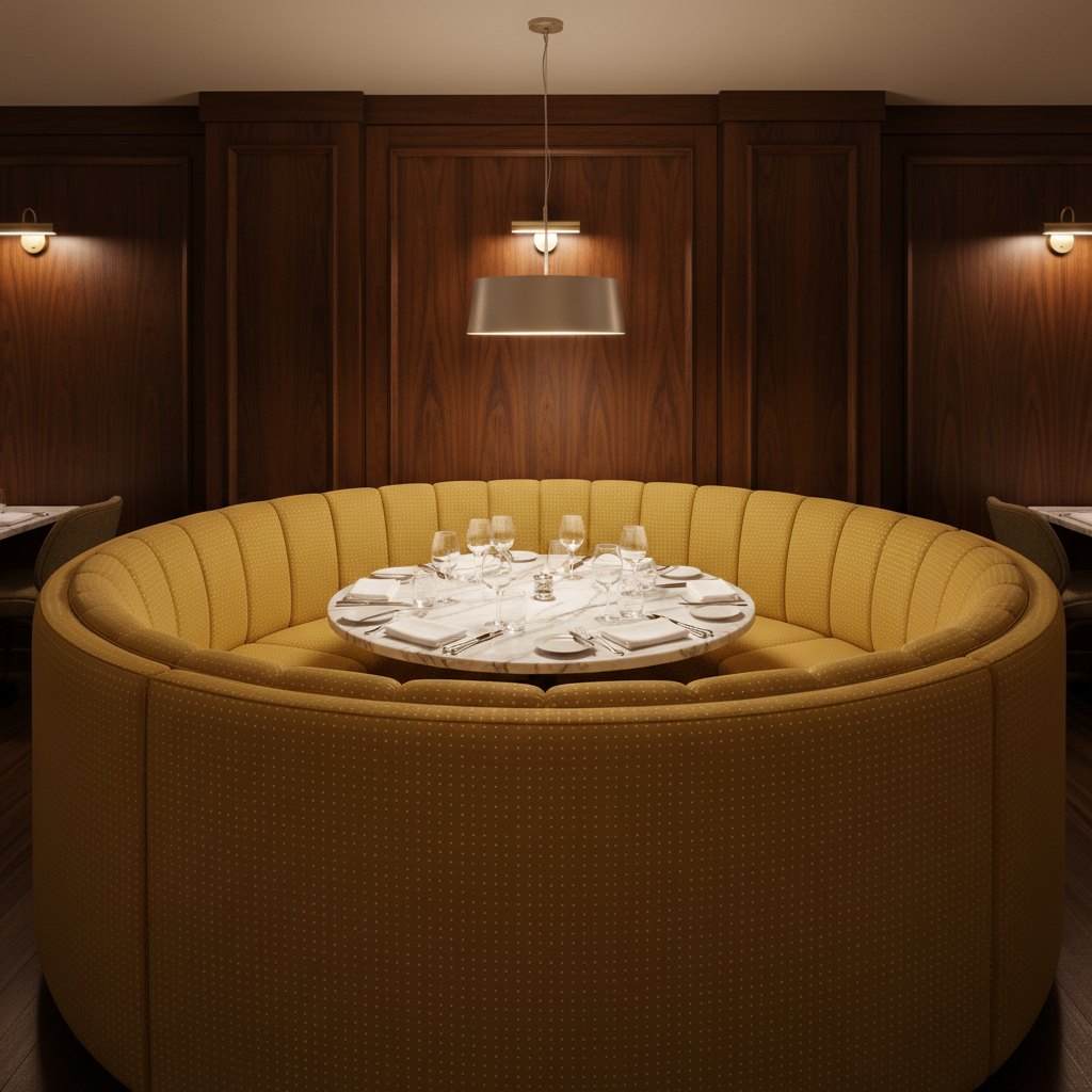 Analog - Goldenrod Etched Polyurethane Upholstered Banquette | Architectural Fabrics