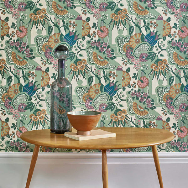 V&a Pineapple Garden - Sage - Green Wallcovering | 1838 Wallcoverings