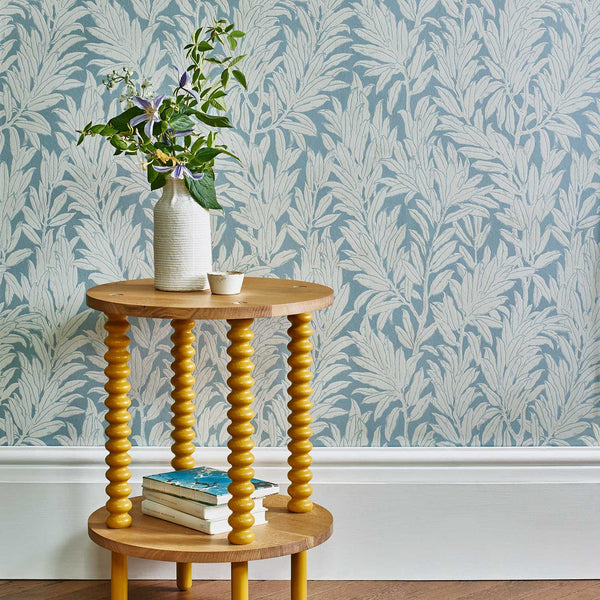 V&a Laurel Leaf - Breeze - Blue Wallcovering | 1838 Wallcoverings