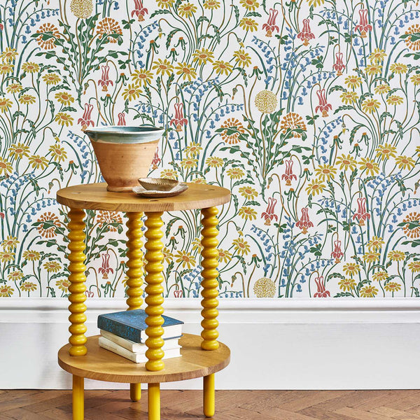 V&a Flower Meadow - Spring - White Wallcovering | 1838 Wallcoverings
