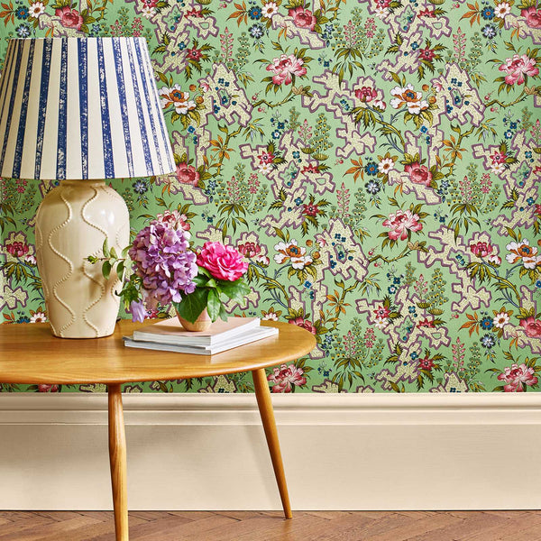 V&a Kilburn's Maze - Verde - Green Wallcovering | 1838 Wallcoverings