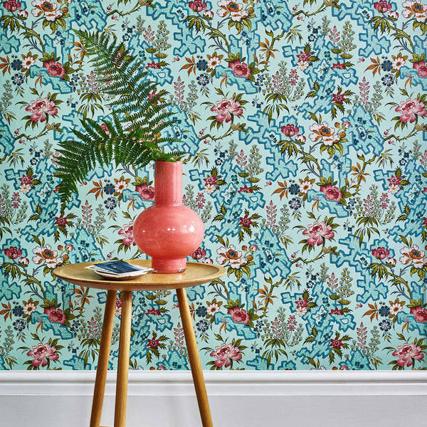 V&a - Kilburn's Maze - Celeste Turquoise Wallcovering | 1838 Wallcoverings